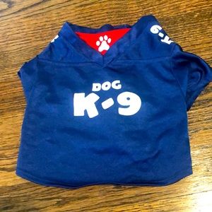 Dog jersey. Worn only once. Fits dogs about 10 pounds.
